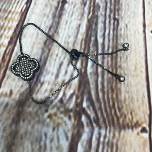 Banana‎ Bling oxidized sterling cz pave bracelet